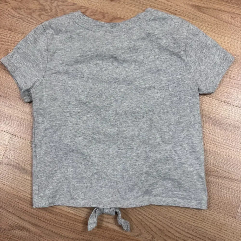 Girls Mickey Mouse Disney World Parks Patriotic USA tee Size 5/6 Gray Tie Front